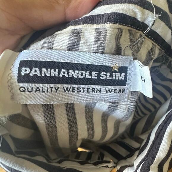 Vintage Panhandle Slim Western Black White Striped Shirt – Size Small - Picture 6 of 7